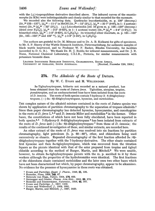 274. The alkaloids of the roots of datura