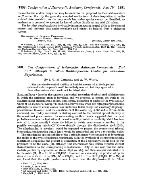 288. The configuration of heterocyclic antimony compounds. Part IV. Attempts to obtain 9-stibiafluorene oxides for resolution experiments