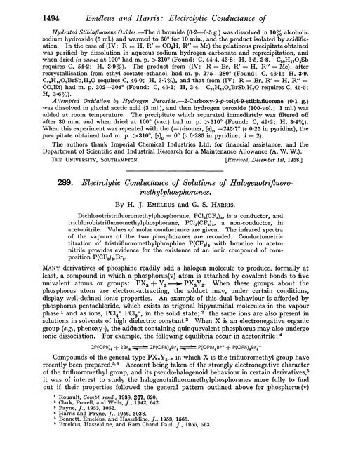 289. Electrolytic conductance of solutions of halogenotrifluoromethylphosphoranes