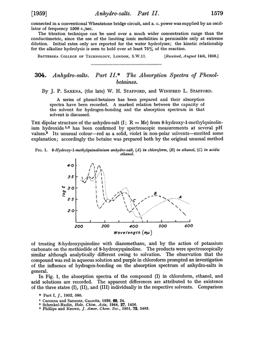304. Anhydro-salts. Part II. The absorption spectra of phenolbetaines