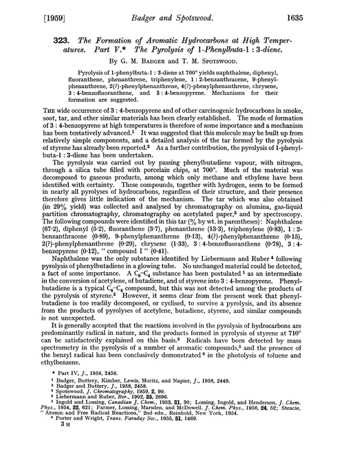 323. The formation of aromatic hydrocarbons at high temperatures. Part V. The pyrolysis of 1-phenylbuta-1 : 3-diene