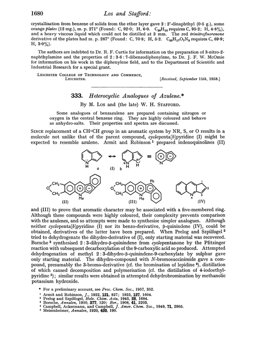 333. Heterocyclic analogues of azulene