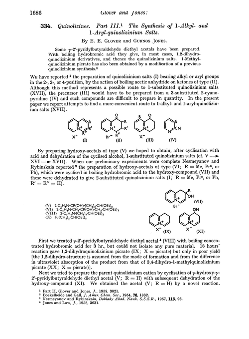 334. Quinolizines. Part III. The synthesis of 1-alkyl- and 1-aryl-quinolizinium salts