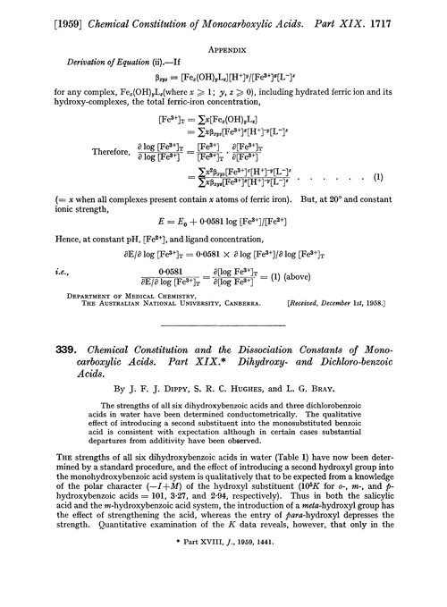 339. Chemical constitution and the dissociation constants of monocarboxylic acids. Part XIX. Dihydroxy- and dichloro-benzoic acids