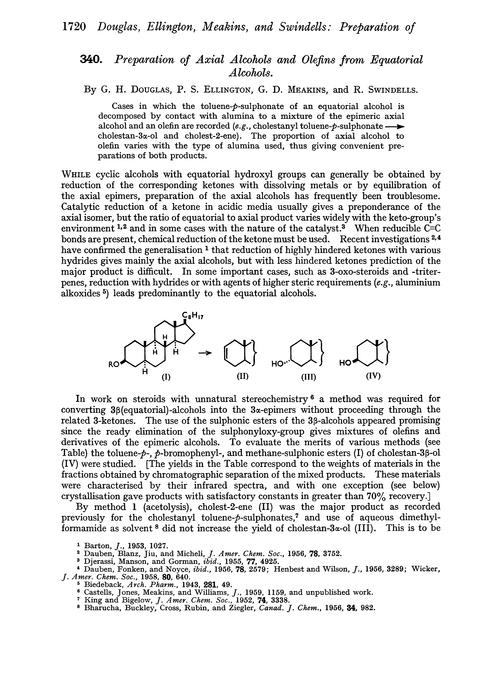 340. Preparation of axial alcohols and olefins from equatorial alcohols