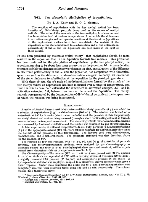 341. The homolytic methylation of naphthalene