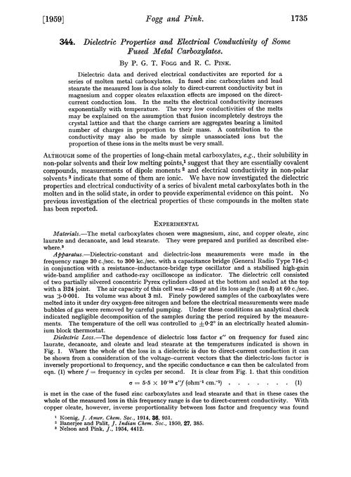 344. Dielectric properties and electrical conductivity of some fused metal carboxylates