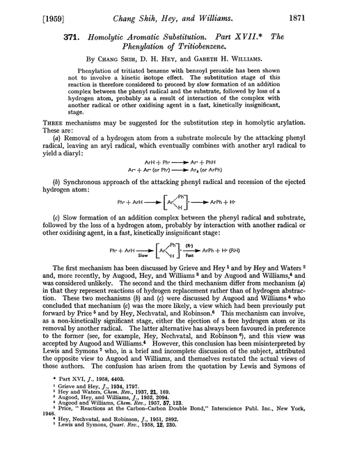 371. Homolytic aromatic substitution. Part XVII. The phenylation of tritiobenzene