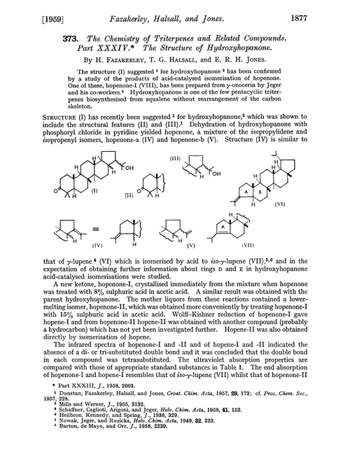 373. The chemistry of triterpenes and related compounds. Part XXXIV. The structure of hydroxyhopanone