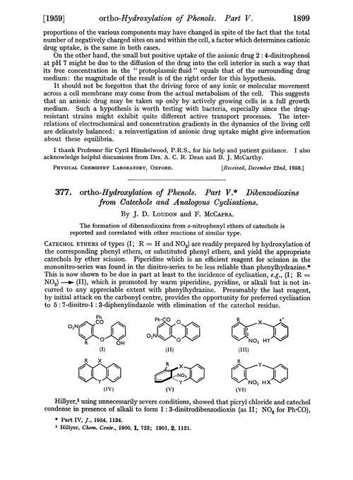 377. Ortho-hydroxylation of phenols. Part V. Dibenzodioxins from catechols and analogous cyclisations