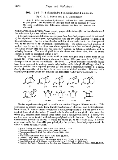 405. 5 : 6 : 7 : 8-Tetrahydro-8-methylindane-1 : 5-dione