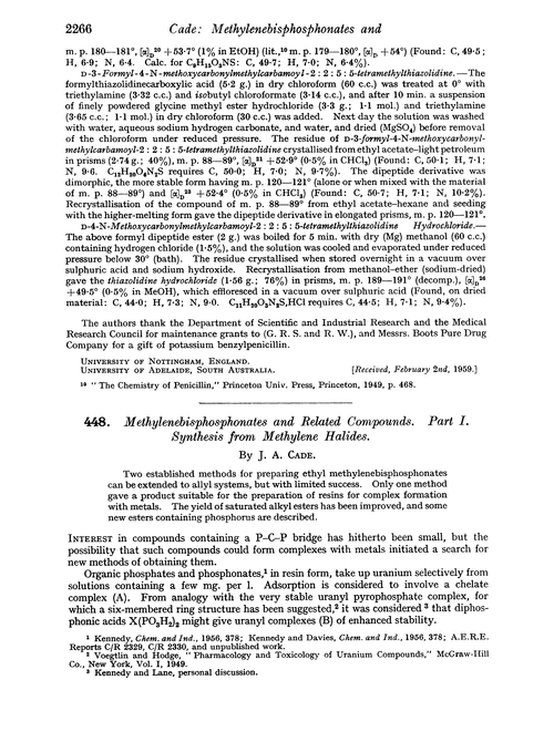 448. Methylenebisphosphonates and related compounds. Part I. Synthesis from methylene halides
