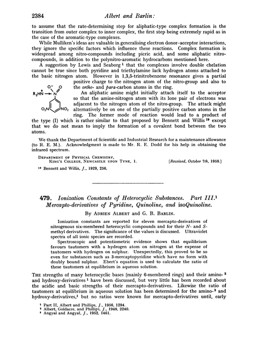 479. Ionization constants of heterocyclic substances. Part III. Mercapto-derivatives of pyridine, quinoline, and isoquinoline