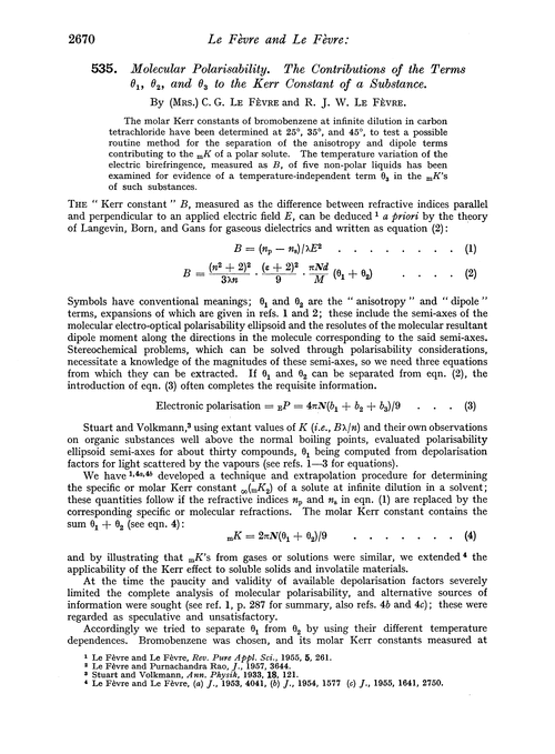 535. Molecular polarisability. The contributions of the terms θ1, θ2, and θ3 to the Kerr constant of a substance