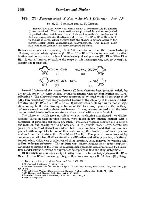 539. The rearrangement of non-enolisable β-diketones. Part I