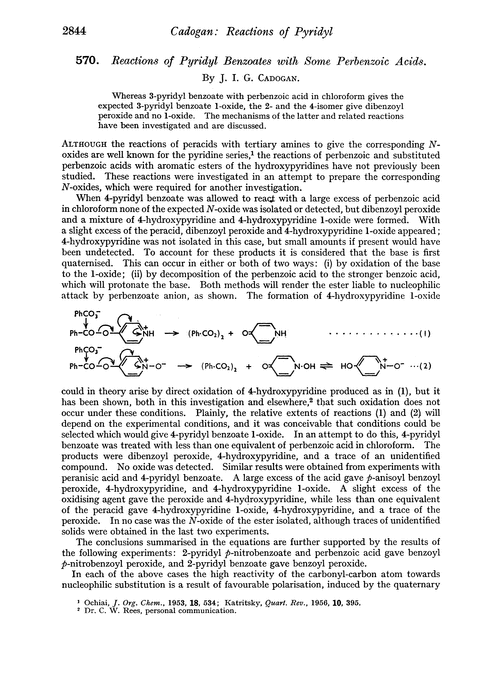 570. Reactions of pyridyl benzoates with some perbenzoic acids
