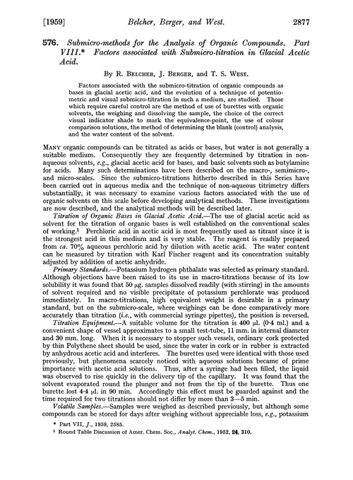 576. Submicro-methods for the analysis of organic compounds. Part VIII. Factors associated with submicro-titration in glacial acetic acid