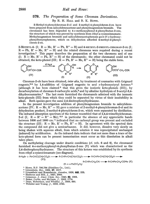 578. The preparation of some chroman derivatives