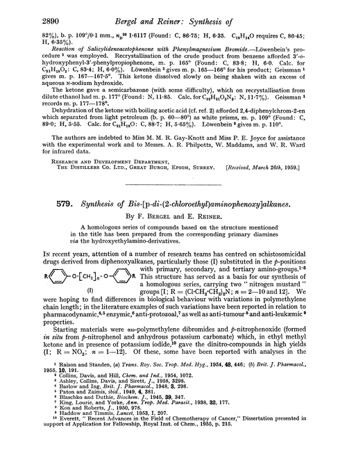 579. Synthesis of bis-[p-di-(2-chloroethyl)aminophenoxy]alkanes