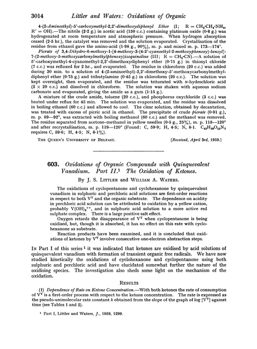 603. Oxidations of organic compounds with quinquevalent vanadium. Part II. The oxidation of ketones