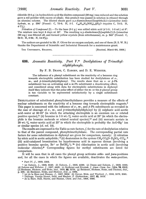 606. Aromatic reactivity. Part V. Desilylations of trimethyl-silyldiphenyls