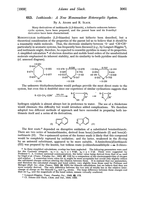 613. Isothiazole: a new mononuclear heterocyclic system