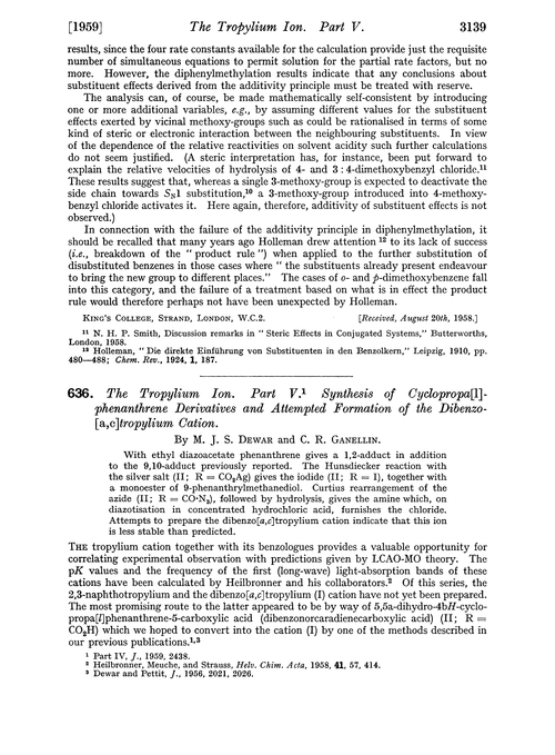 636. The tropylium ion. Part V. Synthesis of cyclopropa[1]-phenanthrene derivatives and attempted formation of the dibenzo[a,c]tropylium cation