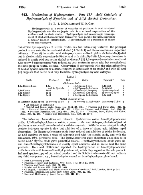 643. Mechanism of hydrogenation. Part II. Acid catalysis of hydrogenolysis of epoxides and of allyl alcohol derivatives