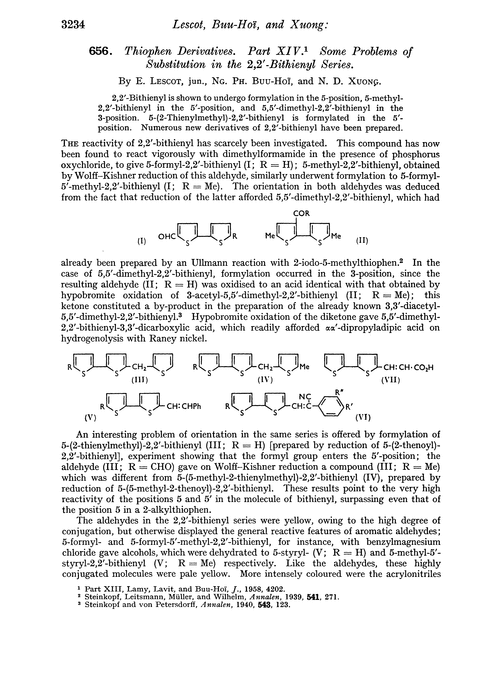 656. Thiophen derivatives. Part XIV. Some problems of substitution in the 2,2′-bithienyl series