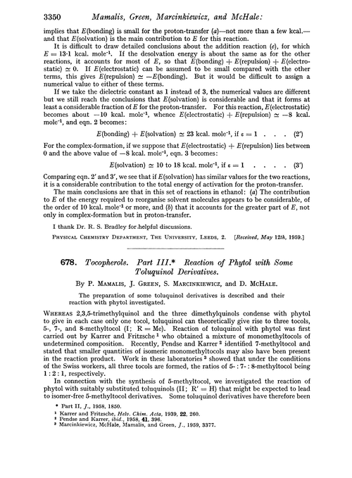 678. Tocopherols. Part III. Reaction of phytol with some toluquinol derivatives