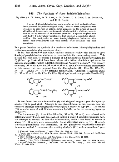 685. The synthesis of some indolylalkylamines