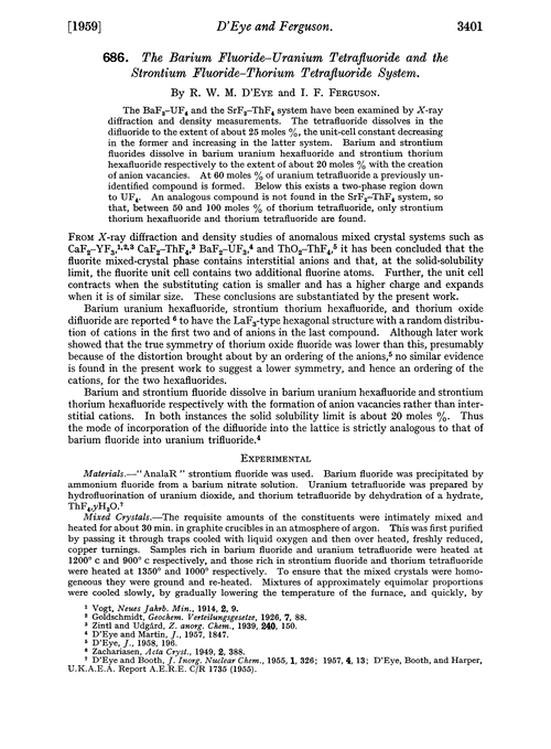 686. The barium fluoride–uranium tetrafluoride and the strontium fluoride–thorium tetrafluoride system