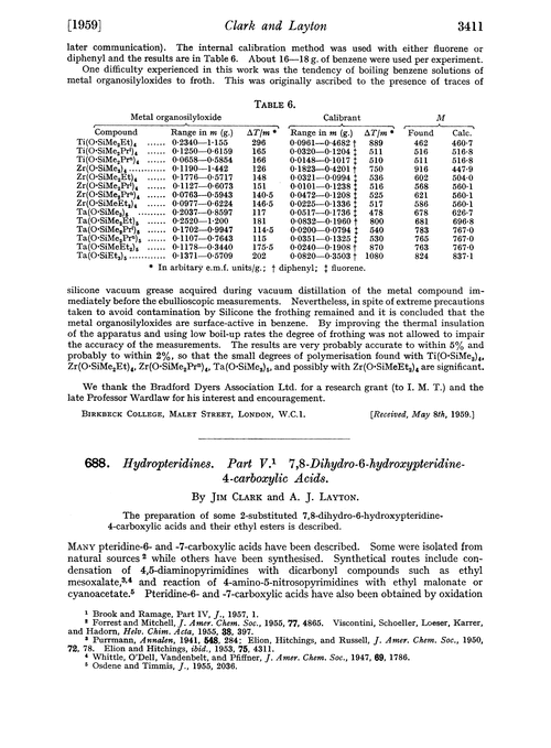 688. Hydropteridines. Part V. 7,8-dihydro-6-hydroxypteridine-4-carboxylic acids