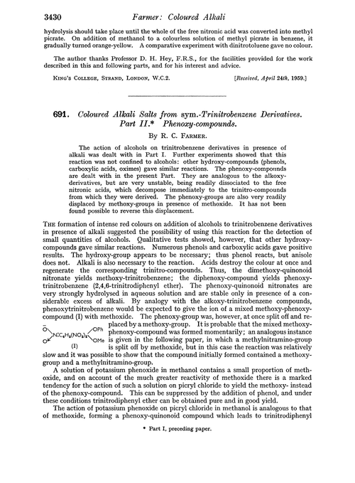 691. Coloured alkali salts from sym.-trinitrobenzene derivatives. Part II. Phenoxy-compounds