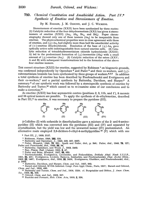 710. Chemical constitution and amœbicidal action. Part IV. Synthesis of emetine and stereoisomers of emetine