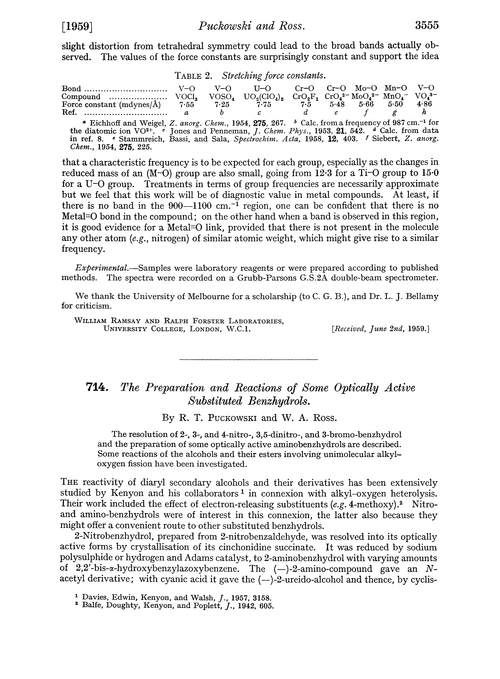714. The preparation and reactions of some optically active substituted benzhydrols
