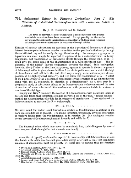 716. Substituent effects in fluorene derivatives. Part I. The reaction of substituted 9-bromofluorenes with potassium iodide in acetone