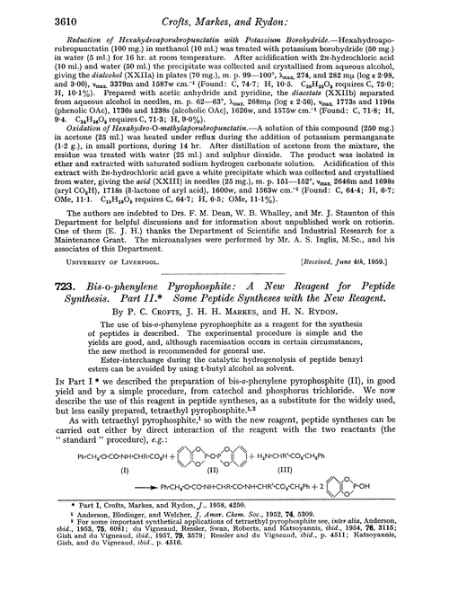 723. Bis-o-phenylene pyrophosphite: a new reagent for peptide synthesis. Part II. Some peptide syntheses with the new reagent