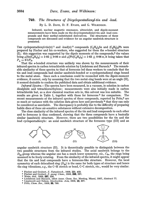 749. The structures of dicyclopentadienyl-tin and -lead