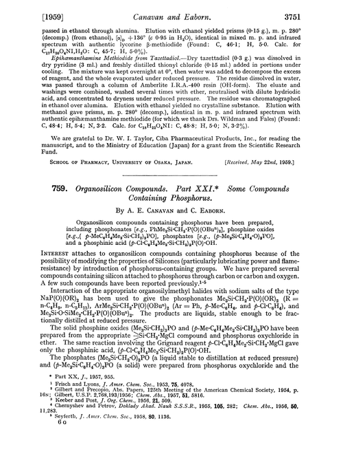 759. Organosilicon compounds. Part XXI. Some compounds containing phosphorus