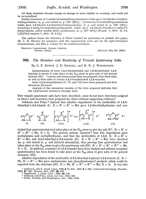 766. The structure and reactivity of triazole quaternary salts