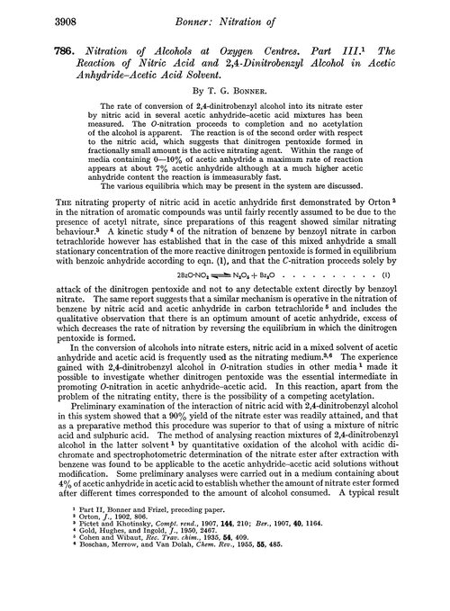 786. Nitration of alcohols at oxygen centres. Part III. The reaction of nitric acid and 2,4-dinitrobenzyl alcohol in acetic anhydride–acetic acid solvent