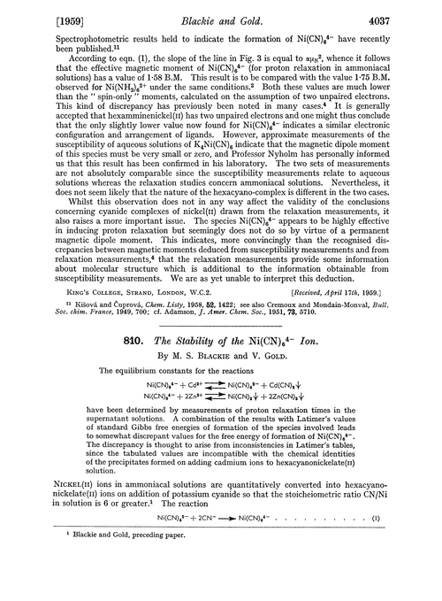 810. The stability of the Ni(CN)64– ion