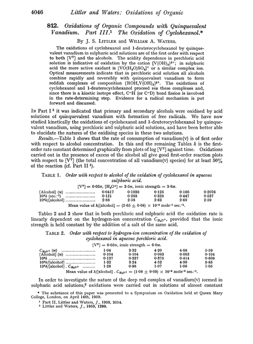 812. Oxidations of organic compounds with quinquevalent vanadium. Part III. The oxidation of cyclohexanol