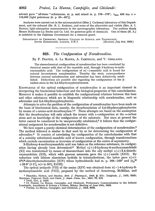 815. The configuration of noradrenaline