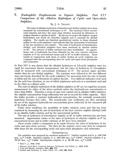 7. Nucleophilic displacements in organic sulphites. Part VI. Comparison of the alkaline hydrolyses of cyclic and open-chain sulphites