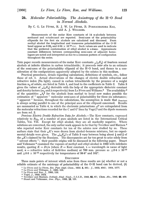 24. Molecular polarisability. The anisotropy of the H—O bond in normal alcohols