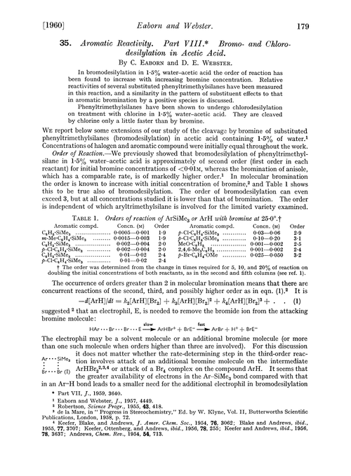 35. Aromatic reactivity. Part VIII. Bromo- and chlorodesilylation in acetic acid