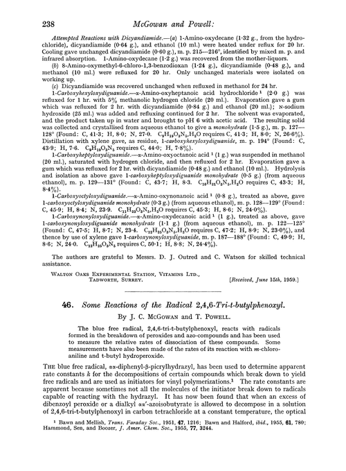 46. Some reactions of the radical 2,4,6-tri-t-butylphenoxyl