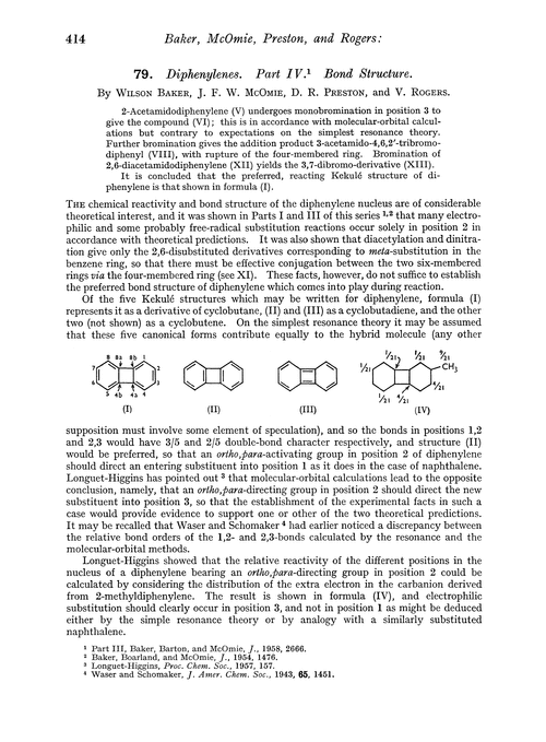 79. Diphenylenes. Part IV. Bond structure